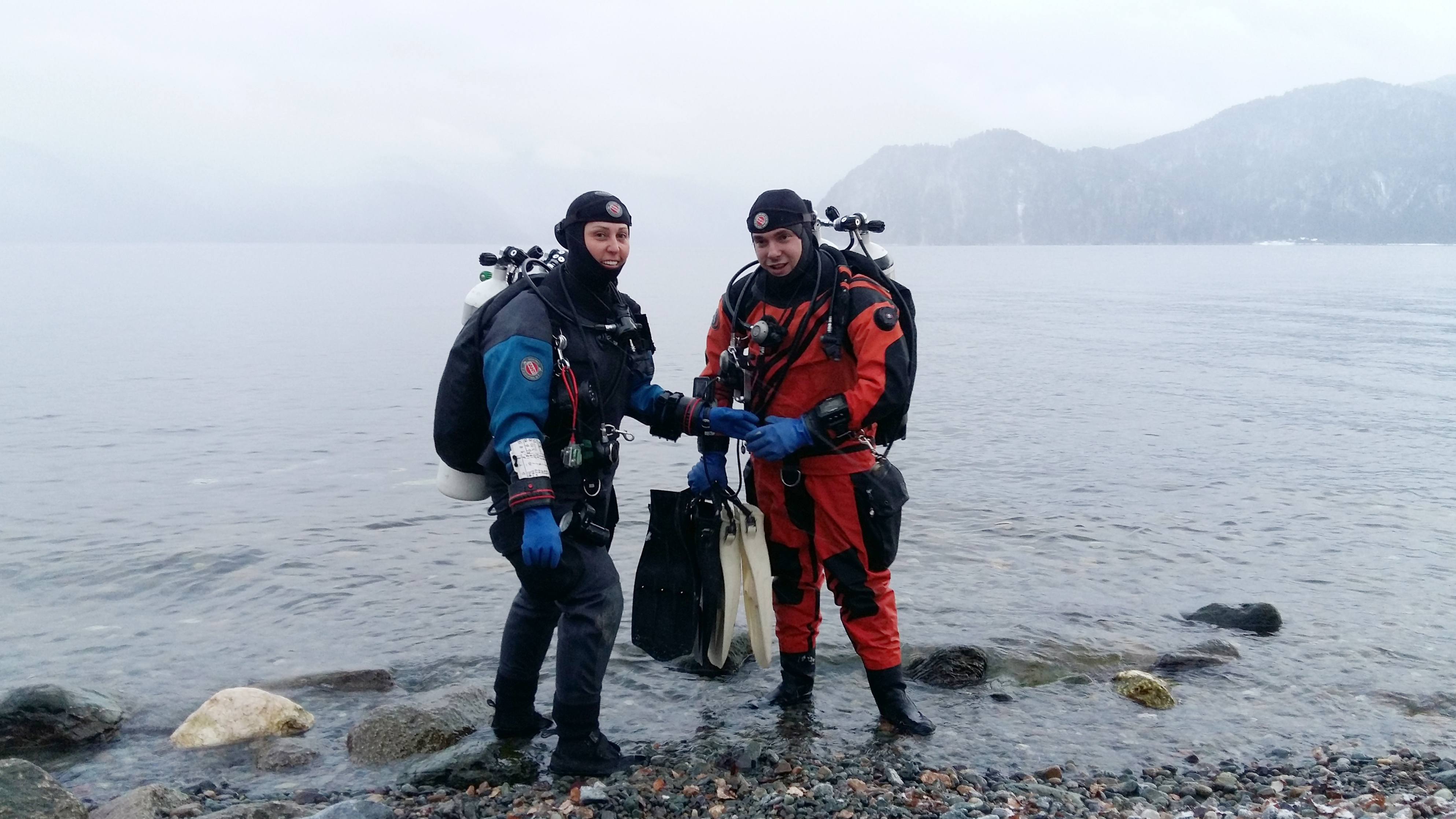 Roman Vorobyev and Tatyana Klimenko at Lake Teletskoye, Russia