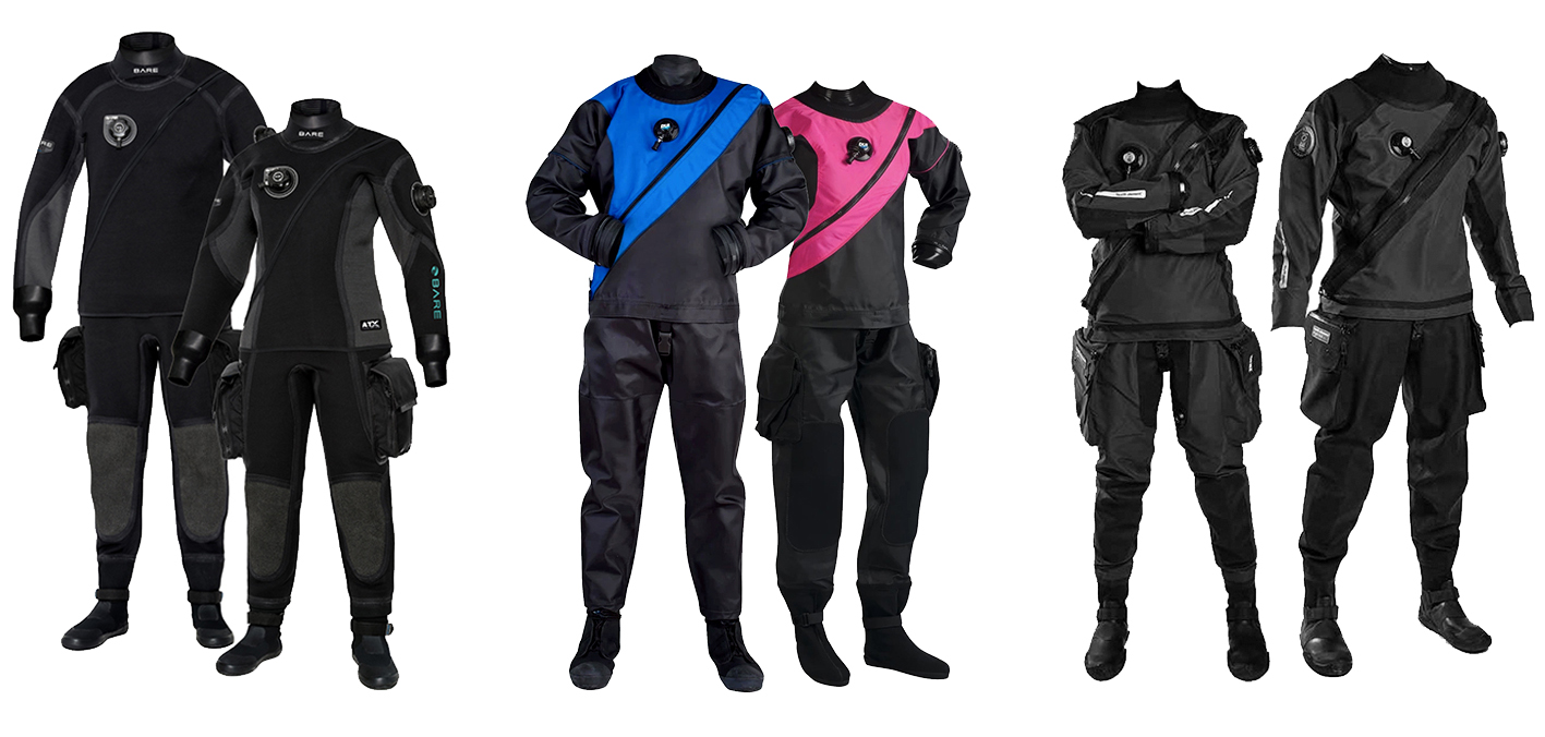 BARE, DUI, FOURTH ELEMENT drysuits