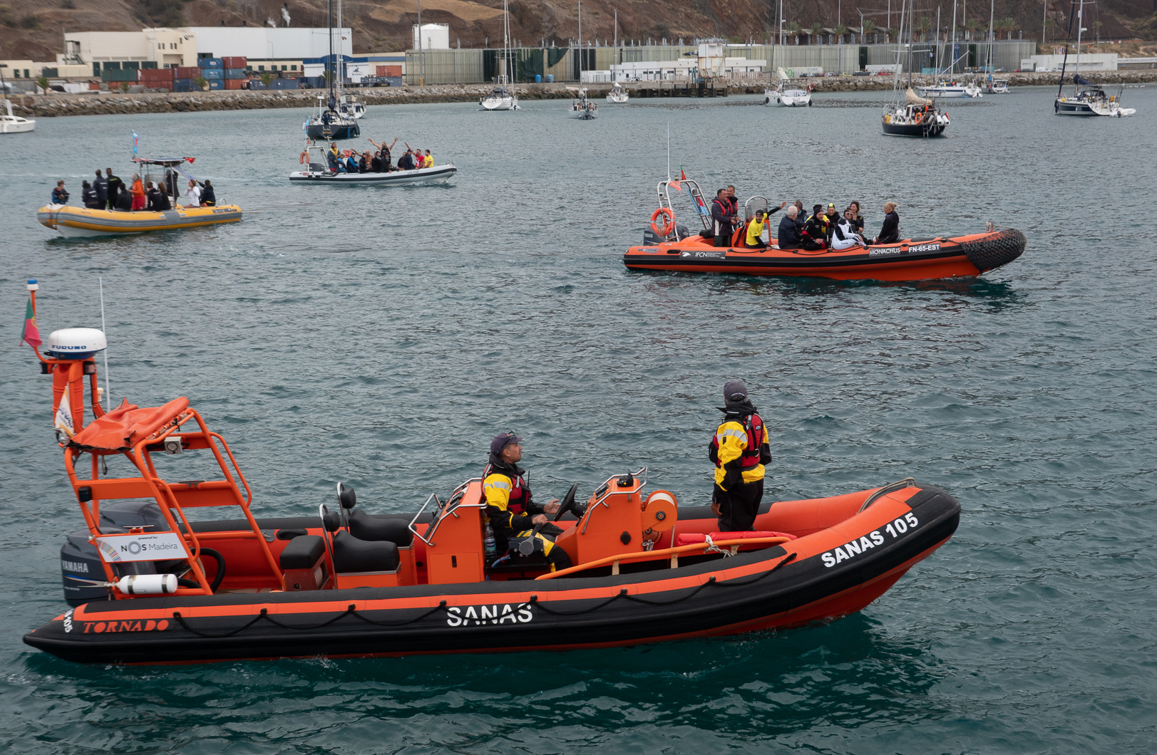 Flotilla of contestants' boats